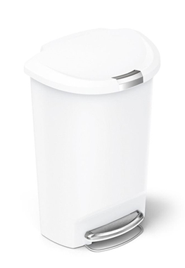 פח פלסטיק לבן דוושה חצי עגול 50 ליטר תוצרת Simplehuman ארה"ב : image 1